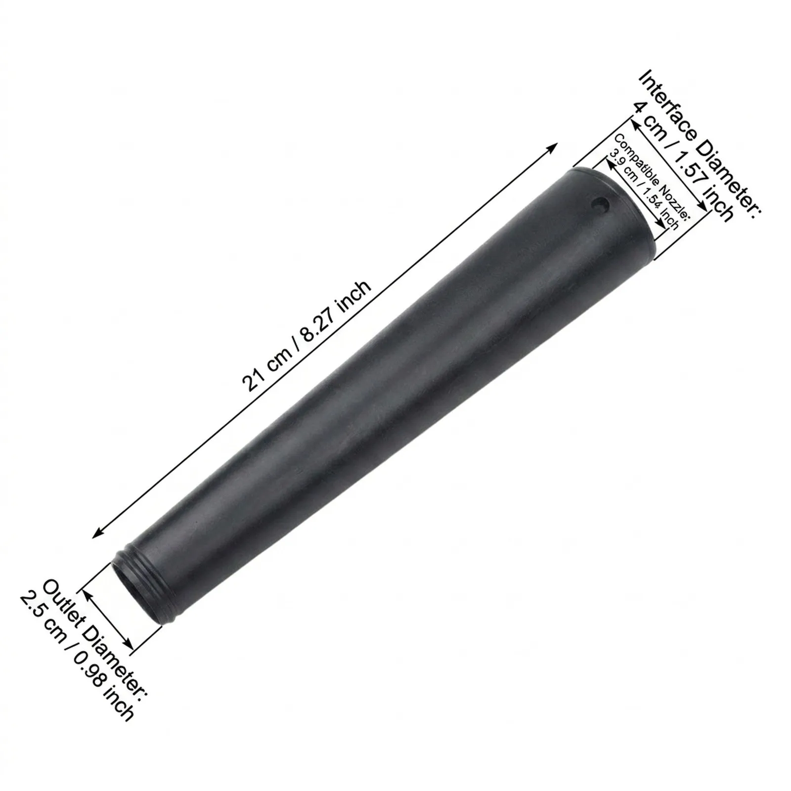 21cm Black Air Blower Tube With 4cm Inlet Precision 2.5cm Nozzle For Dust Collection And Hair Dryer Cleaning
