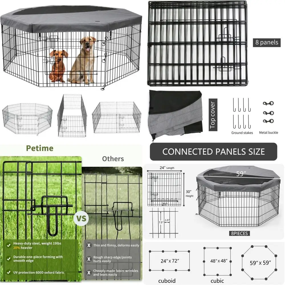 

Складной металлический вольер для собак, 8-панельный манеж с верхней крышкой, 24 дюйма в ширину x 30 дюймов в высоту, для использования в помещении/на улице