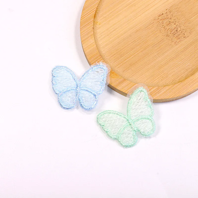 15PCS Colourful 3D Mesh Single Butterfly Patch DIY Embroidery Butterfly For Hairpin Garment Accessories