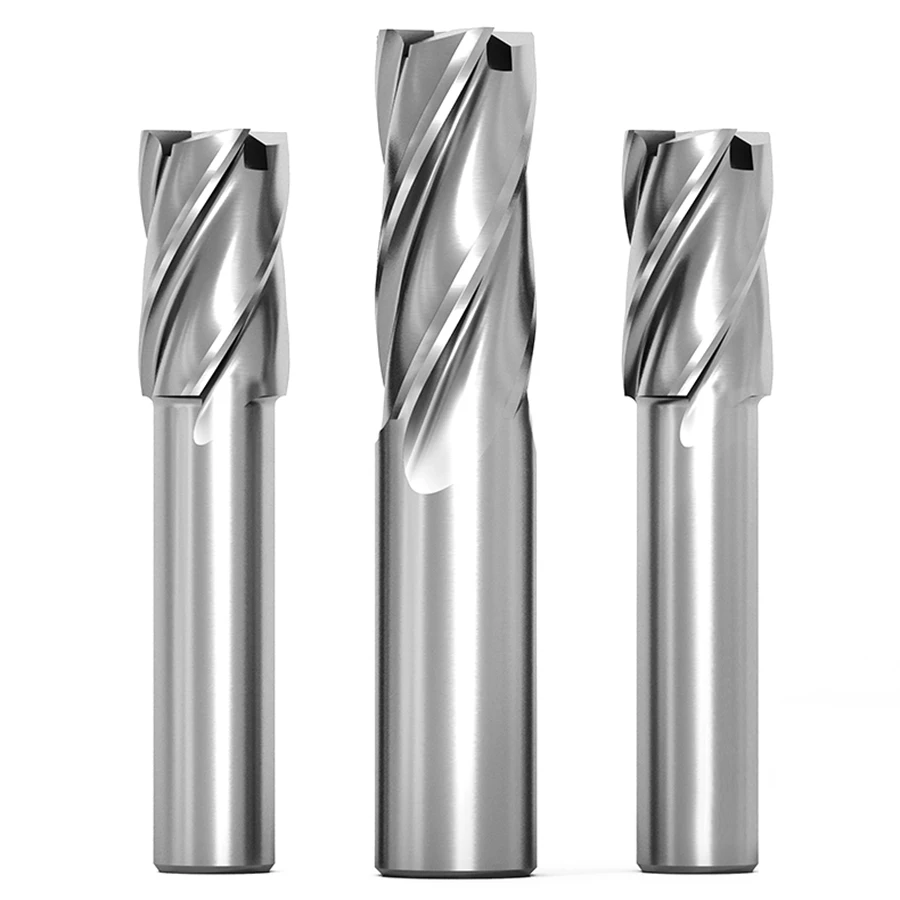 End mill HSS straight handle CNC tool metal iron and aluminum special white steel four-edged full-grinding center milling cutter