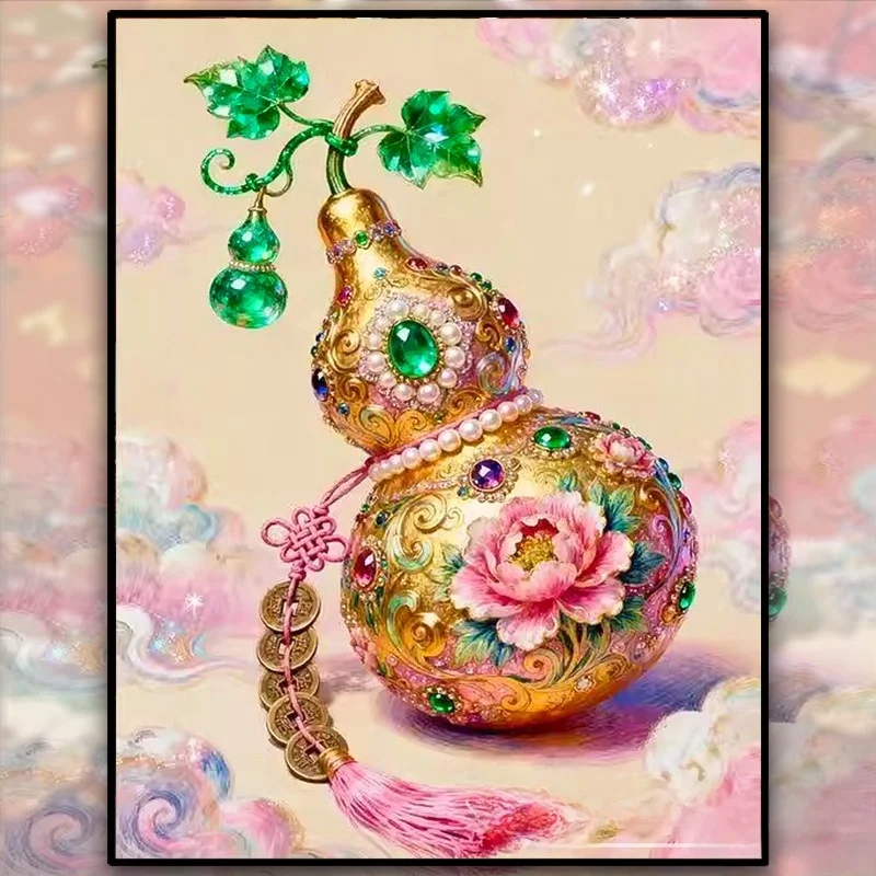 

Simple Handmade Diamond Patchwork Cross Stitch Embroidery 2026 New Chinese Style Healing Gourd Design Beginner Friendly Kit