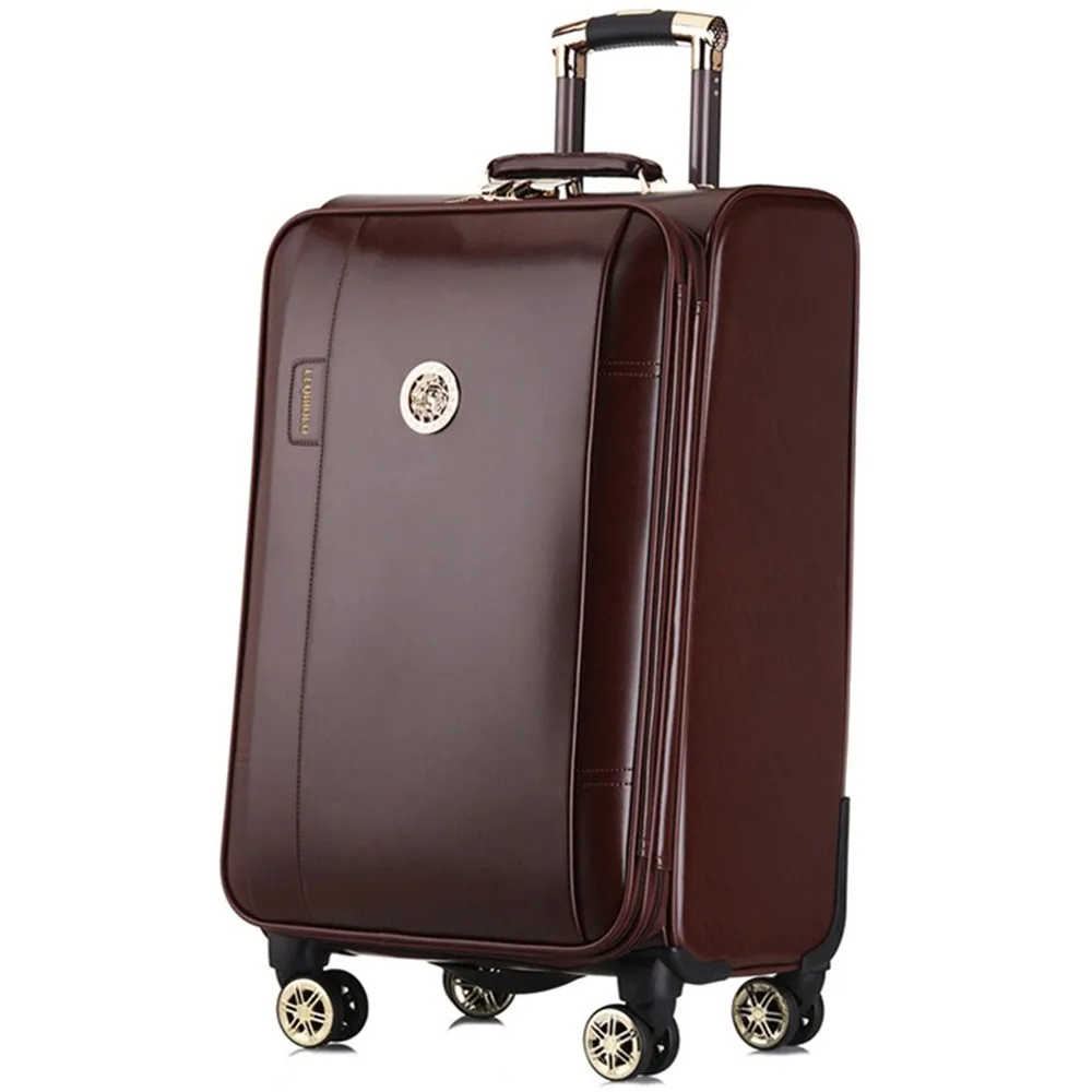 Business Pu Leather Trolley Case 24 Inch Luggage 20 Boarding Suitcase Travel Bag Laptop Computer Storage Box Combination 4 Wheel