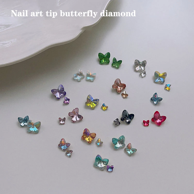 Nail Art Butterfly Charms Point Bottom Nail Rhinestones 3D Crystal Decals Gems Stone For Manicure