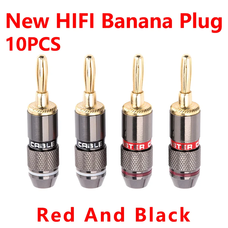 

10PCS 24K Gold-plated New HIFI BANANA PLUGS 4MM Banana Connector with Screw Lock For Audio Jack Speaker Plugs Gun Metal
