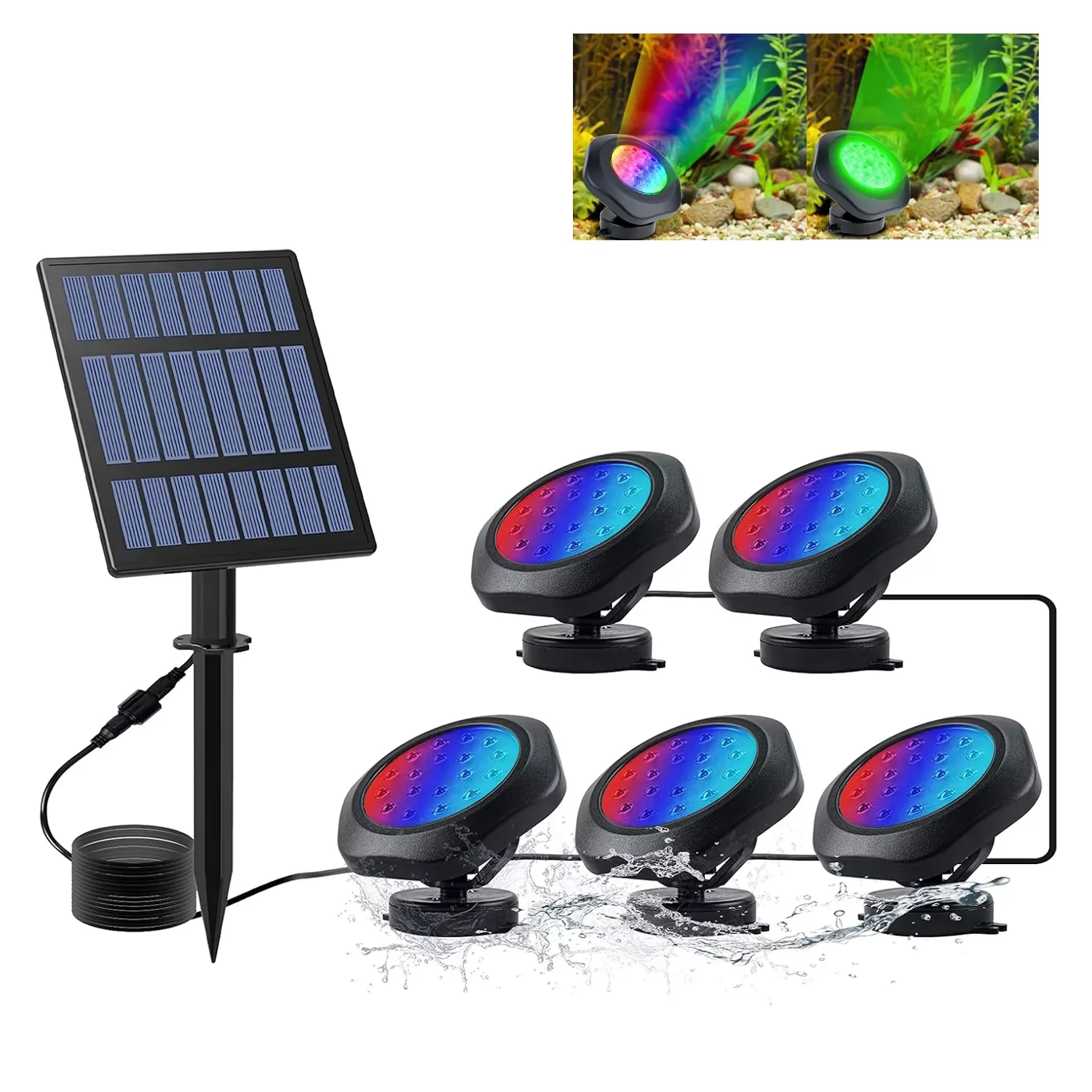 

Солнечный подводный светильник RGB, водонепроницаемый пруд, бассейн, лампа, пейзаж, открытый сад, уличный прожектор для дерева, декор графард
