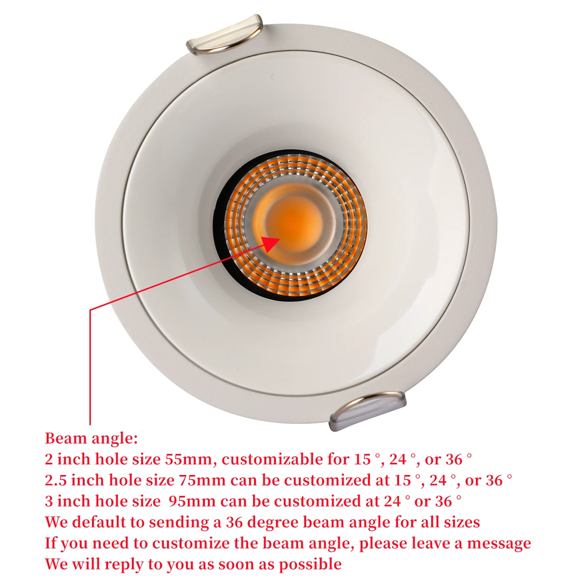 Buraco 55mm led spot light recesso lâmpada do teto cob anti brilho alumínio downlight ac110v 220v loja de escritório em casa