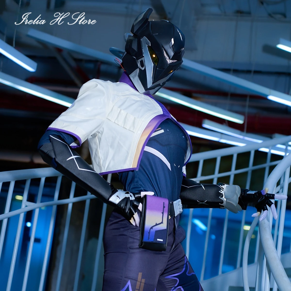Irelia H AAnime Valorant Vyse 코스프레 의상 Vyse PU 유니폼 정장 할로윈 의상 탑 코트 바지