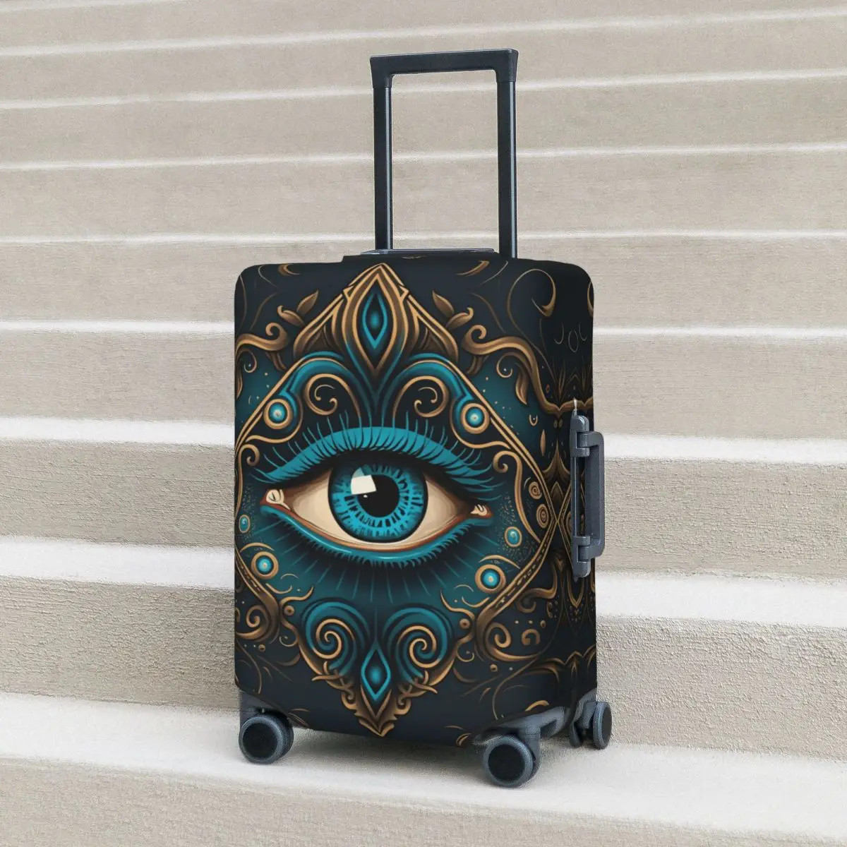 

Turkish Evil Eye Suitcase Cover Vacation Spirit Blue Eye Boho Protection Fun Luggage Case Cruise Trip Protection