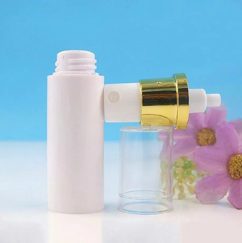 15ML white plastic airless bottle gold pump clear lid lotion/emulsion/serum/eye essence foundation toner cosmetic packing