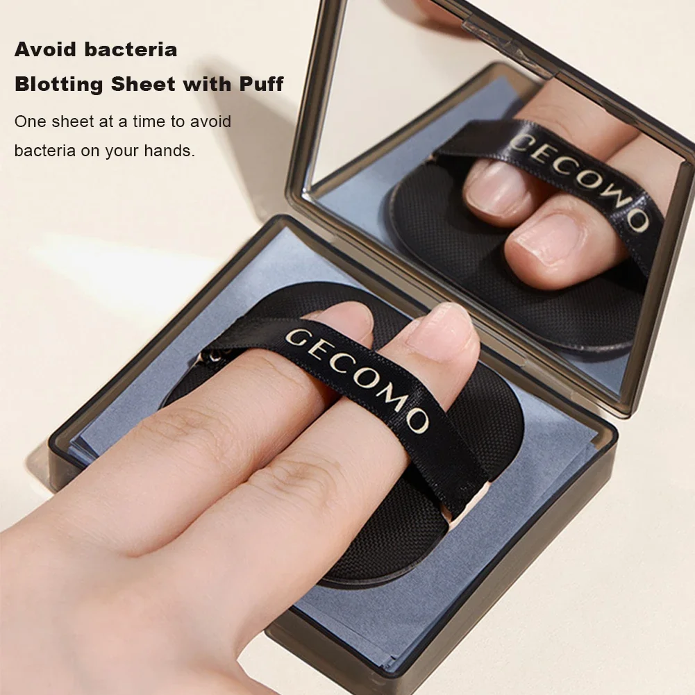 100 fogli di carta per il controllo dell'olio con custodia e soffio di polvere, carta assorbente per olio, carbone di bambù, fogli assorbente per olio per il viso per pelle grassa