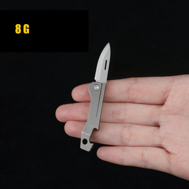 TC4 Titanium Alloy Folding Knife Multifunction Screwdriver Bottle Opener D2 Steel EDC Portable Keychain Pendant Knife