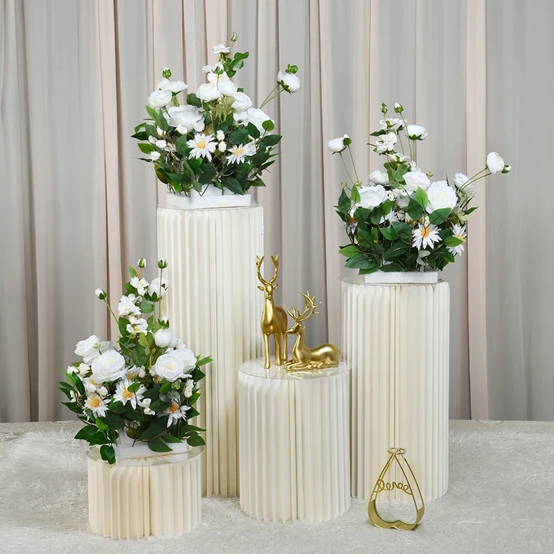 Cylinder Parties Round Foldable Cardboard Display Columns Stand Cylinder Dessert Tables Party Wedding Birthday Backdrop Decor