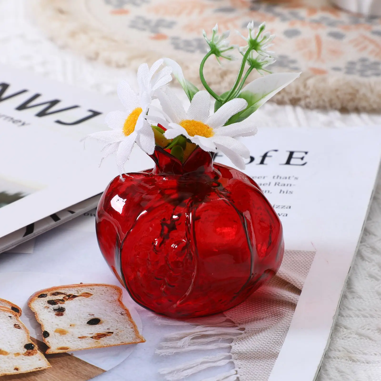 Flower Vase Glass Pomegranate Shape Vase Hydroponics Flower Vase bedRoom Fruit flower arrangement Container multiuse Home Decors