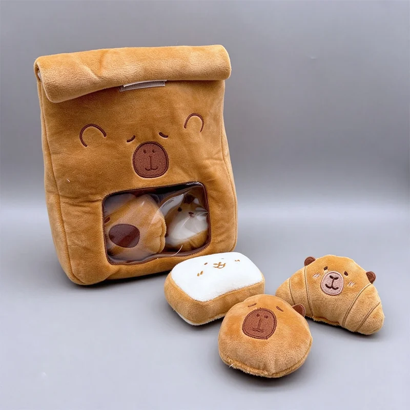 Cartoon A Bag of Capybara Snacks Doll Adorable Stuffed Capibara Doll Snack Bag Plush Toys Creative Pudding Bag Kawaii Kids Gifts