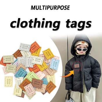 20Pcs 2x1.6cm PU Cloth Handmade Embossed Tags DIY Flag Label for Garment Sewing Accessories Multipurpose Clothing Tags