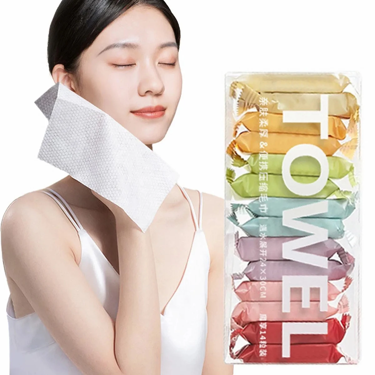 7/14PCS Portable Compressed Towel Disposable Face Cleaning Soft Washcloth Face Cleansing Beauty Square Towel