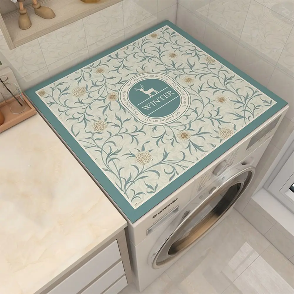 

Пылезащитный чехол для стиральной машины с принтом, противоскользящий впитывающий верхний коврик для холодильника, многофункциональный чистящийся напольный коврик, кофейная посуда