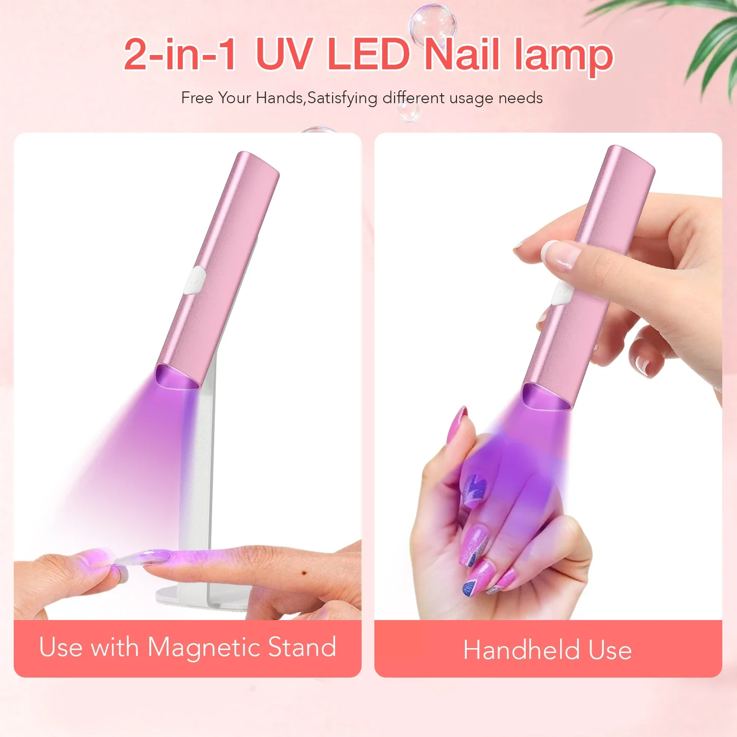 Mini lampe à ongles LED portable avec 360 °   Support rotatif magnétique – Sèche-poles gel portable rechargeable pour la maison et le salon