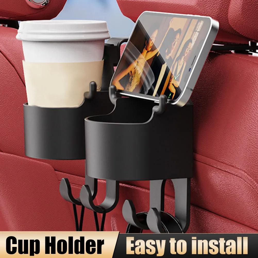 

Car Backseat Organizer Multifunctional Cup Holder Universal Hanging Headrest Mount Water Bottle Holder Phone Bracket with Hook