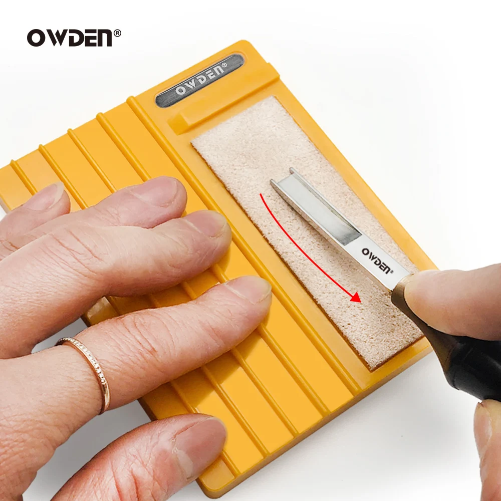 OWDEN New Patent Sharpeners Extended Version with Sandpaper for Sharpening Leather Wide Shovel Edge Beveler Repair Tool