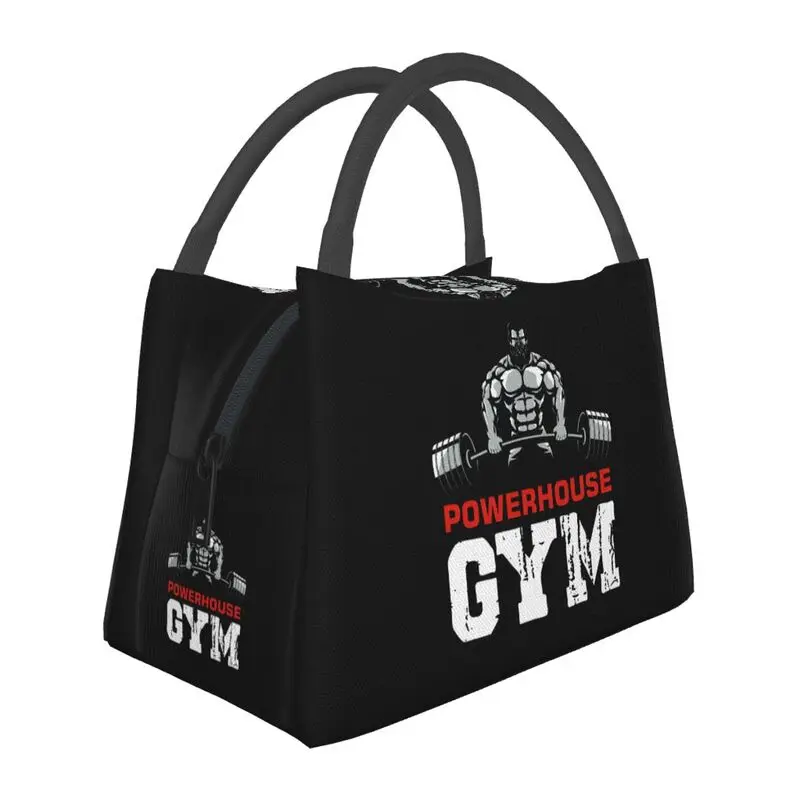 Custom Bodybuilding Fitness Powerhouse Gym Insulated Lunch Bags for Women Portable Cooler Thermal Food Lunch Box Hospital Office