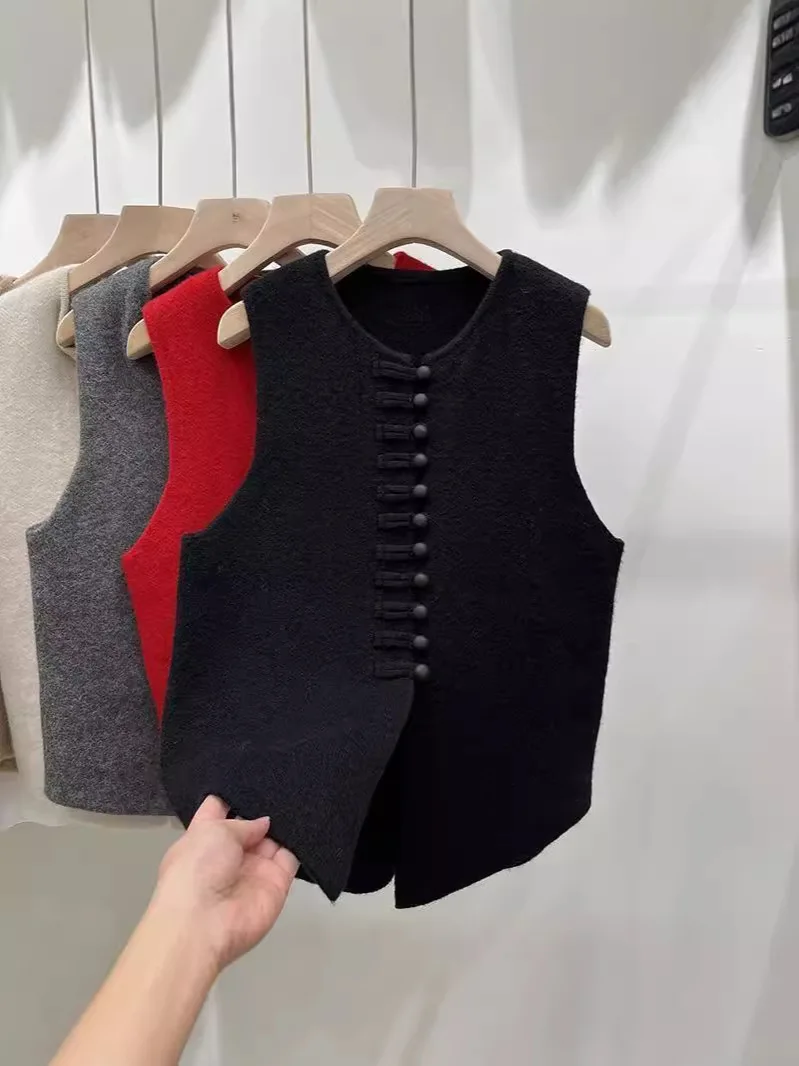 الخريف جديد الصينية Stijl Gesp خمر فقدان متعددة الأغراض ركاب Effen Kleur الرجعية واحدة الصدر سترة أنيقة