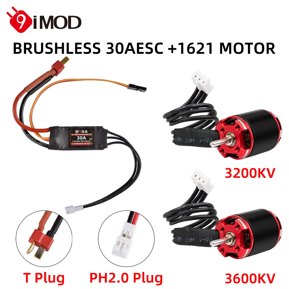 

9IMOD Brushless ESC Motor Combo AM32 30A Mini ESC 1621 Motor 3200/3600KV Outrunner Motor For RC 1/18 Crawler Car Axial SCX24