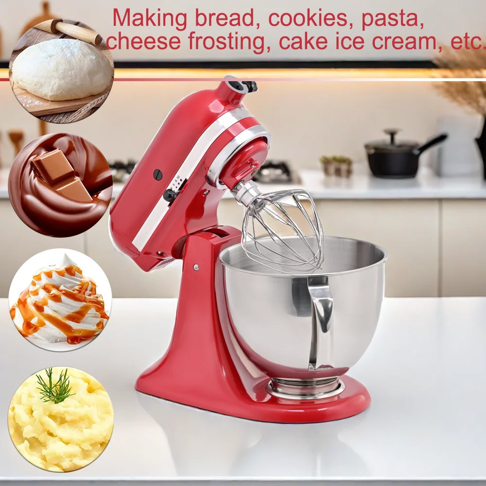 

Aid Artisan&Classic Series 4.5-5 QT Tilt-Head Mixer 5 Quart Mixing Bowl with HandleStainless Steel Mixer Bowl for Kitchen