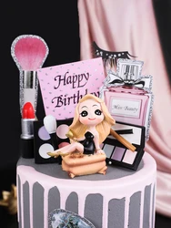 Perfumes Eyeshadow Box Lipstick Ornament Cake Decoration Girl Mother's Day For Lady Woman Happy Birthday Party Dessert Decor