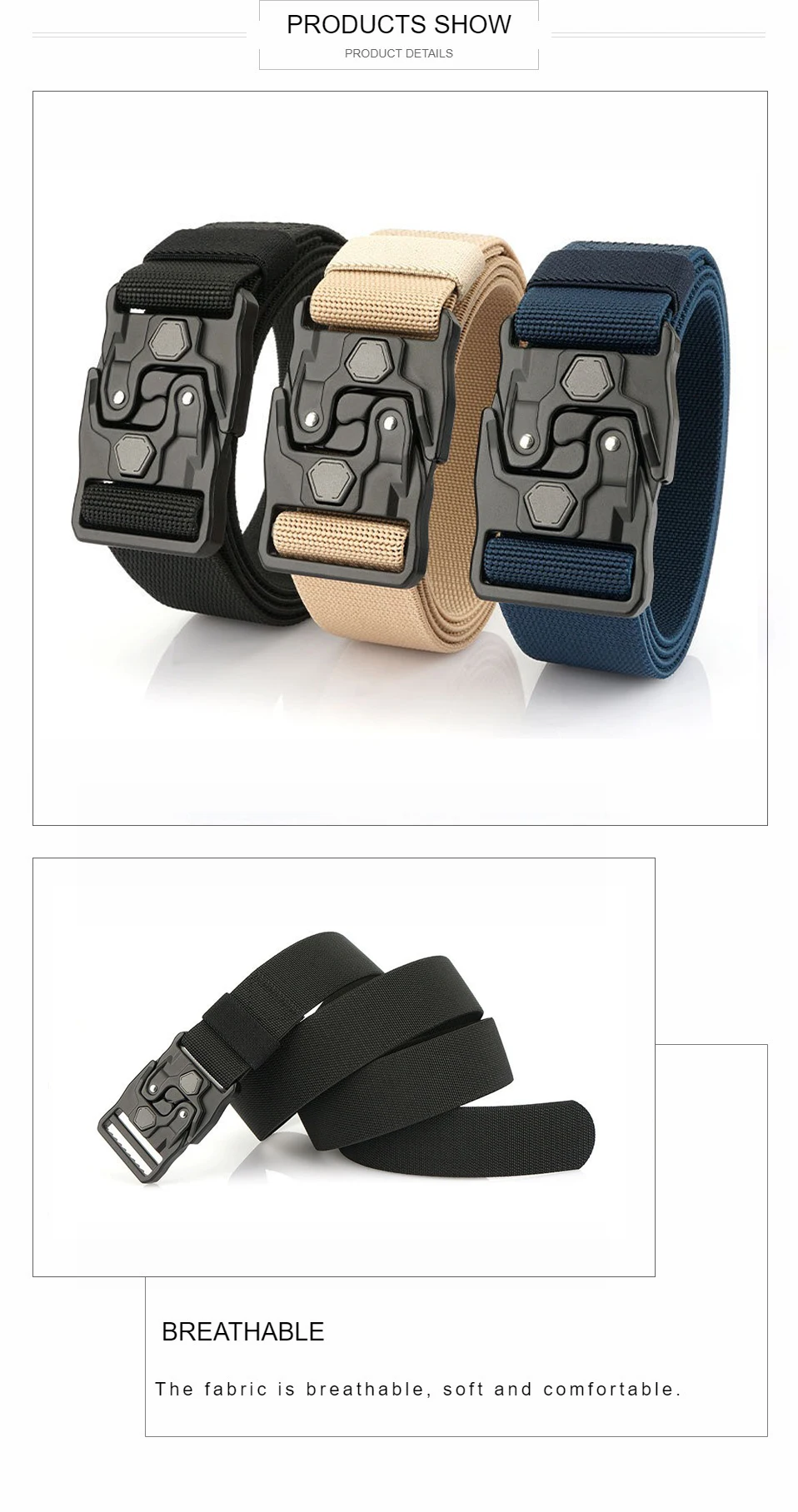 New Original Quick Release Men Belts 125cm Elastic Tactical Belt Metal Buckle Outdoor Breathable Stretch Waist Belt For Drilled