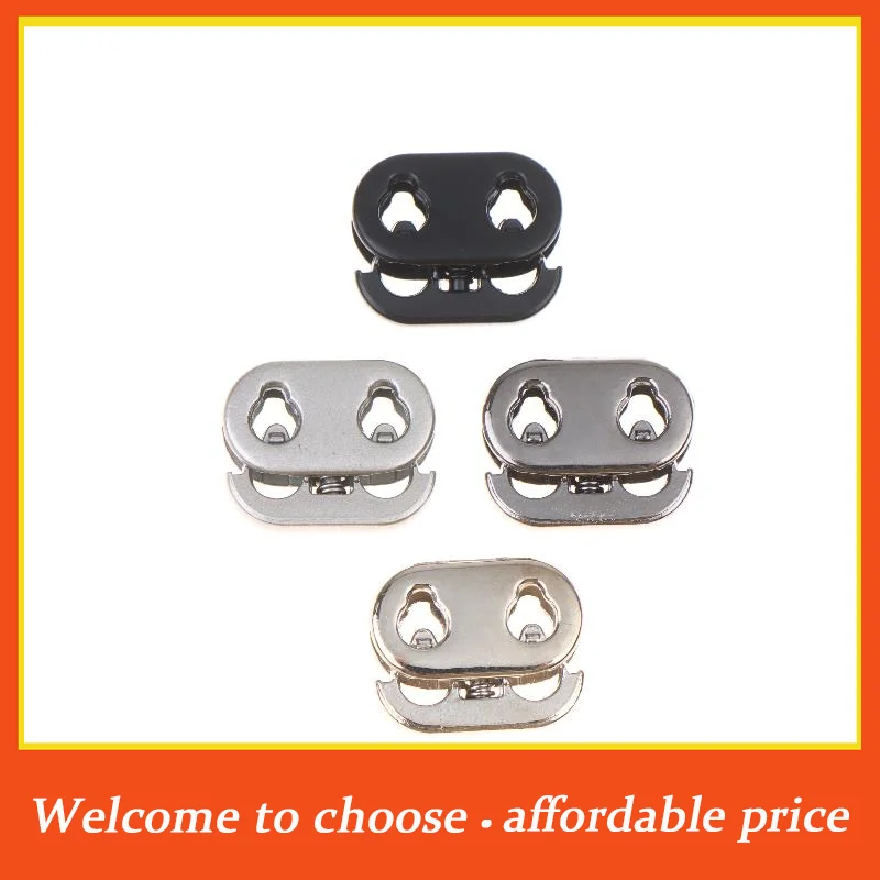 **10Pcs 2 Hole Shock Cord Rope Stopper Alloy Spring Buckles Metal Cord Lock For Clothes Replacement Hoodie Shoes Bag Crafts'