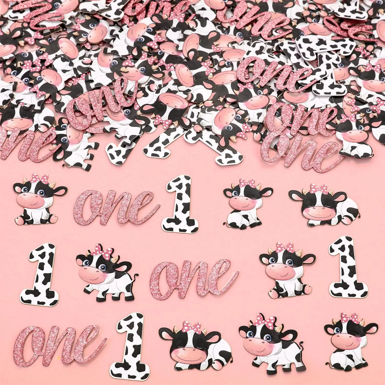 Farm Cow 1st Birthday Confetti Holy Cow I’m One Glitter Bday Table Decor Farm Animals Cow Print Table Scatter Party Supplies