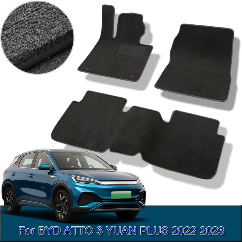 Custom Car Floor Mats For BYD ATTO 3 YUAN PLUS 2022 2023 Waterproof Non-Slip Floor Mats Interior Carpets Rug Foot Pads Accessory