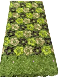 Swiss 100% Cotton Luxury Lace High Quality Fabrics 2024 Latest African Cotton Lace With Stones For Sewing Evening Party Dress WF