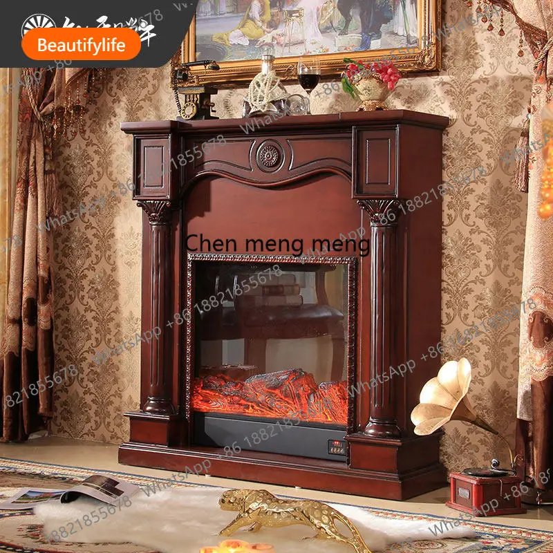 

A50 American antique electronic simulation heating living room fireplace decorative cabinet French retro dark