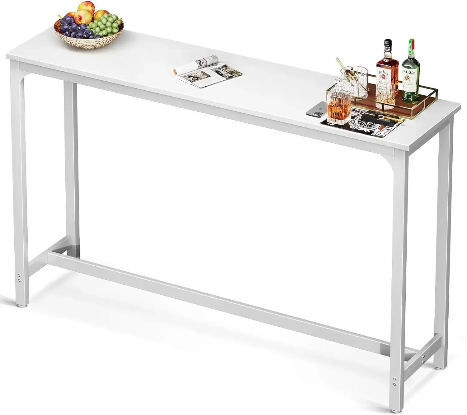 63 inch Bar Table, Bar Height Pub Table, Counter Height Bar Table, Rectangular High Top Kitchen & Dining Counter Tables with