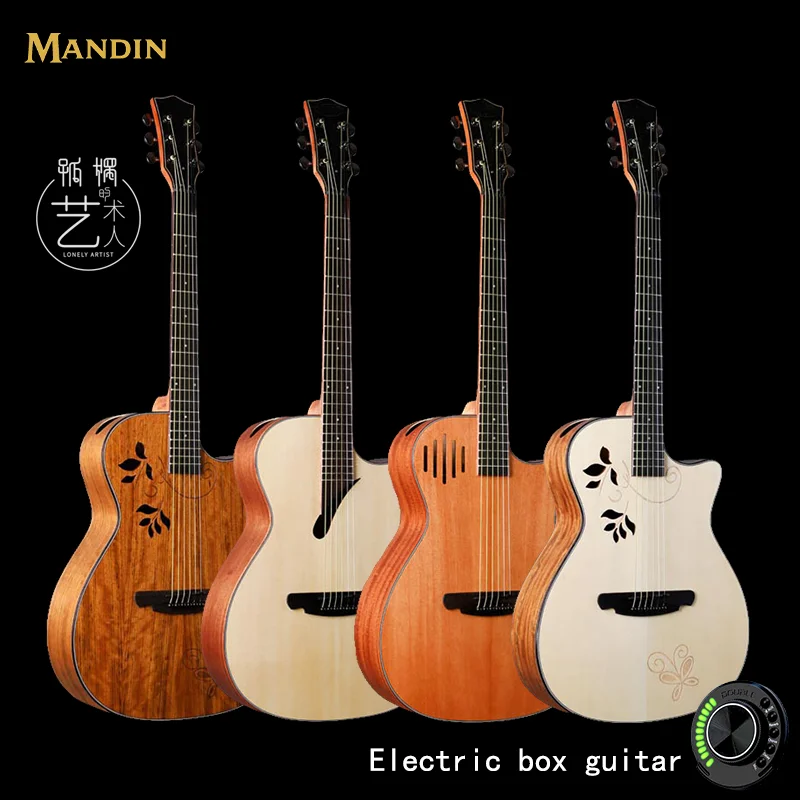 Mandin 40“ Characteristic stage series Folk Acoustic-Electric Guitar (Solid Top) - Travel Size, Unique Design Gift for All