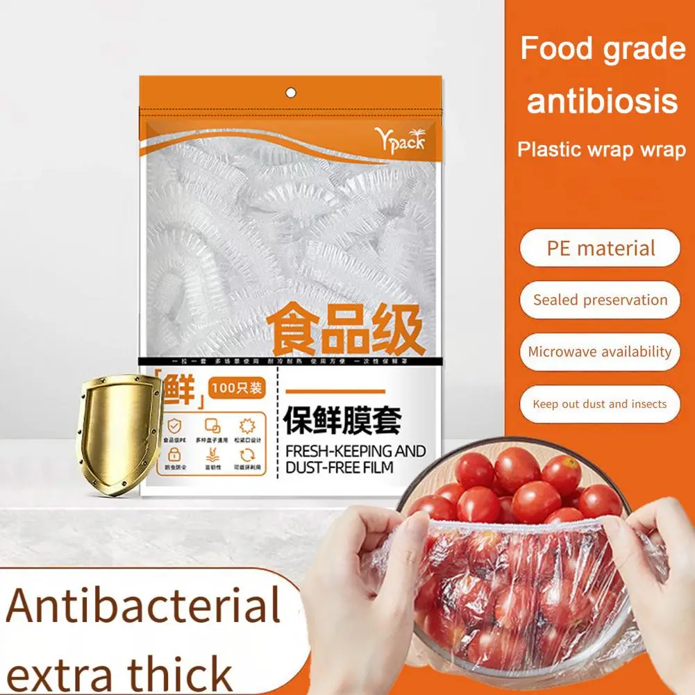 

100 Pcs Plastic Bowl Covers with Elastic Edge Freshness Bags for Bread Proofing Fruit Bowl Cover Kitchen Storage Accessories