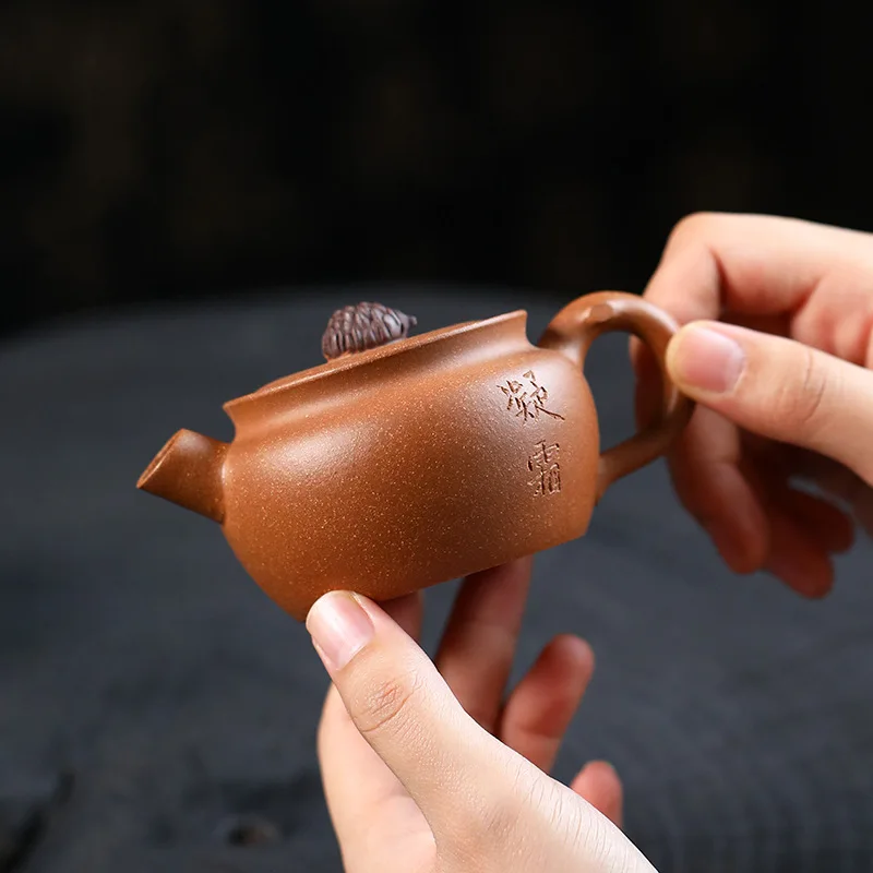 

Yixing Zisha Teapot, Handmade Creative Pine Cone Pot, Raw Ore, Colorful Section, Mud Ball Hole, Kung Fu Tea Set Gift, 140ml