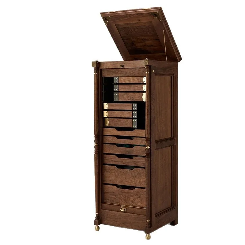 

North American black walnut without sticky skin solid wood new version dental cabinet Wenwan jewelry tea set adult retro