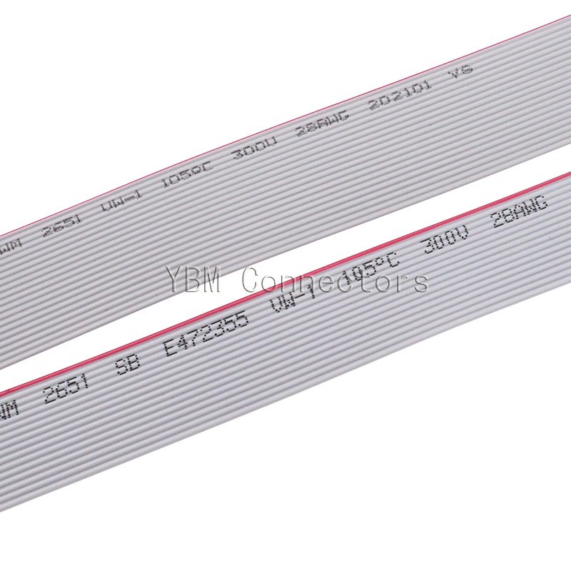 1M 1meter Gray Flat Ribbon Cable FC Data Wire Line 1.27mm Spacing Pitch 10P 12 14 16 20P 26P 34P 40P 50 60 64P 10Way AWG28 300V