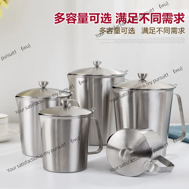 Thickened 304 stainless steel measuring cup, measuring cup with lid, milk tea coffee measuring cup with scale 2L latte