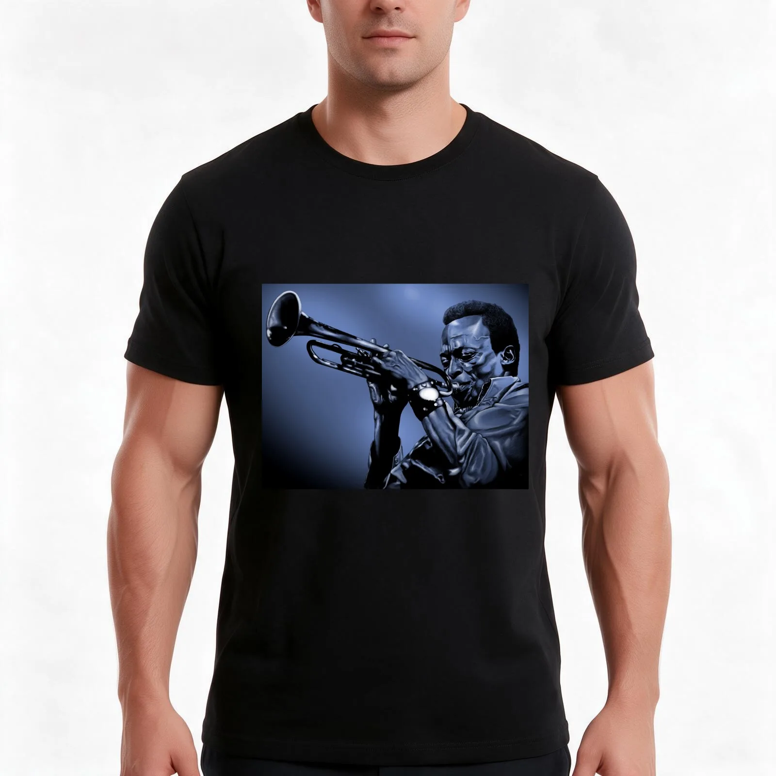 Miles Davis T-Shirt, Summer Casual Cotton Tee, Oversized Streetwear Tops, Vintage Graphic Print, Loose Fit Short Sleeve