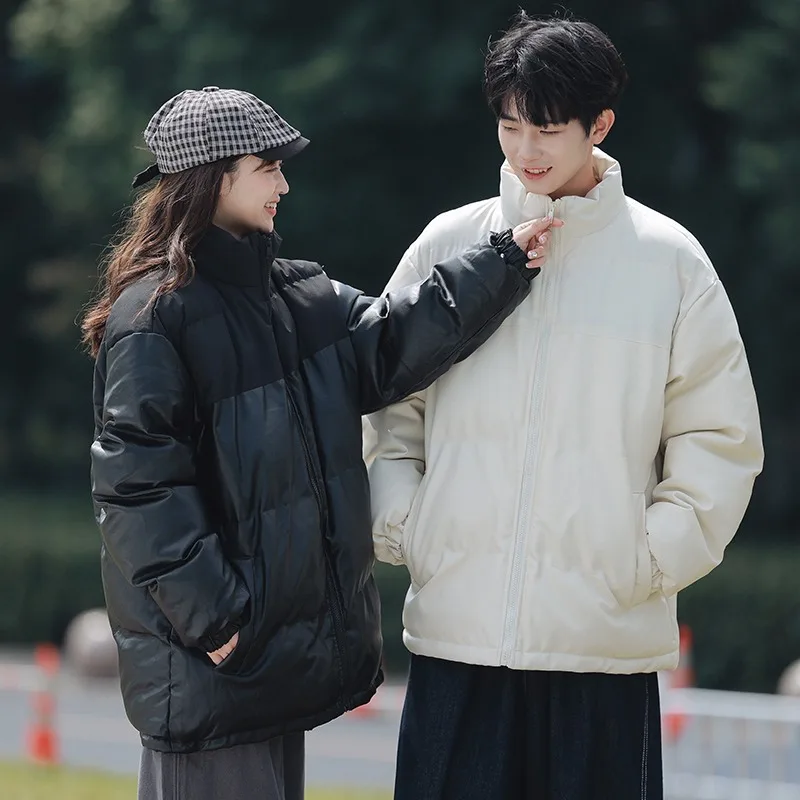 Winter Parkas for Men Casual Color Combination Simple Stand-up Collar Thick Coat Couple Warm Waterproof Cold-Proof Parkas Jacket