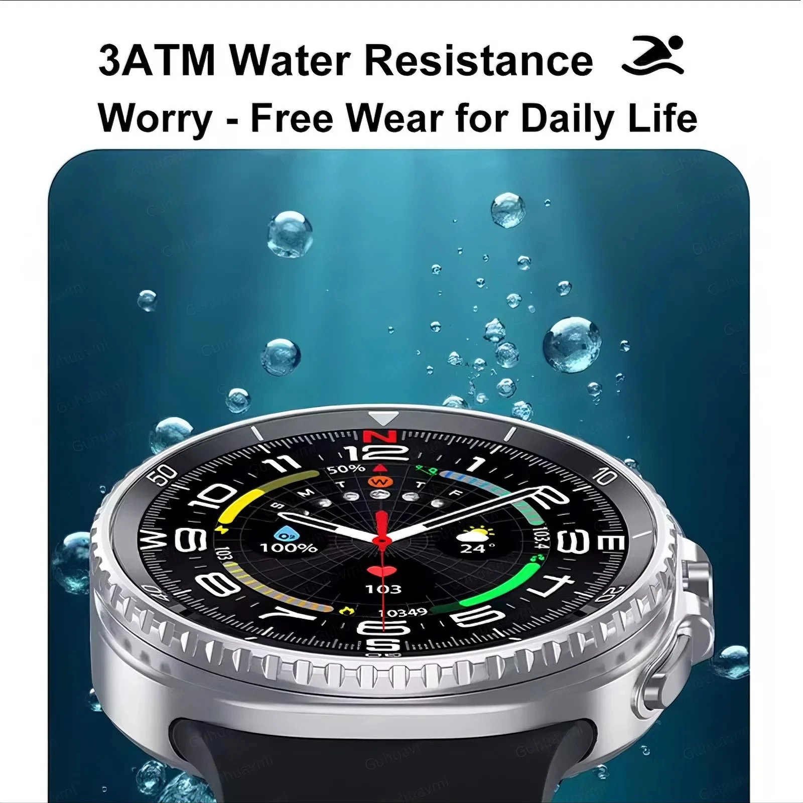 NEW GPS Compass NFC Sports SmartWatch 1.43'' Amorel Rotating Dial BT Call 3ATM Waterproof Newly Upgraded Smart Watches For Men