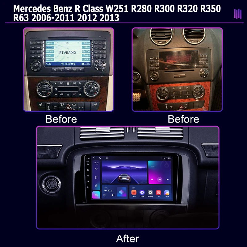 roadivox Android car radio for Mercedes Benz R Class W251 R280 R300 R320 R350 R63 2006 2013 GPS Navigation multimedia player