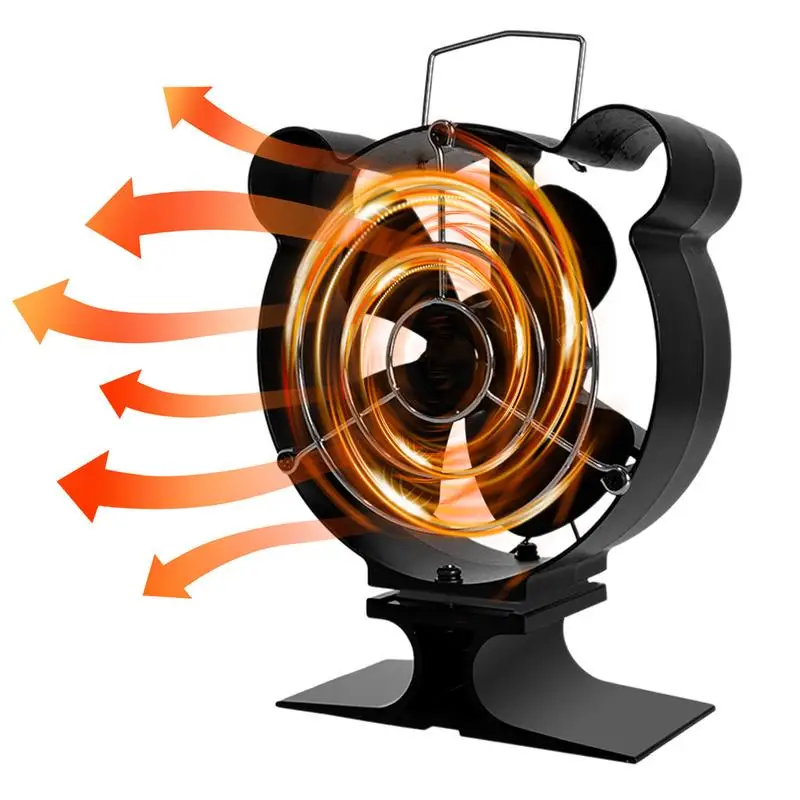 Ventilador térmico termoelétrico movido a calor, tampa protetora, ventilador a lenha, não elétrico, 5-Leaf Ecofan para madeira e log