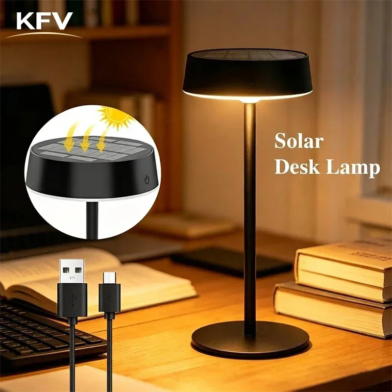 KFV LED-Schreibtischlampe Solarleuchte Tischlampe Schlafzimmer Camping Zwei Lademöglichkeiten 3 Farbtemperaturen Wasserdichte LED-Schreibtischleuchten