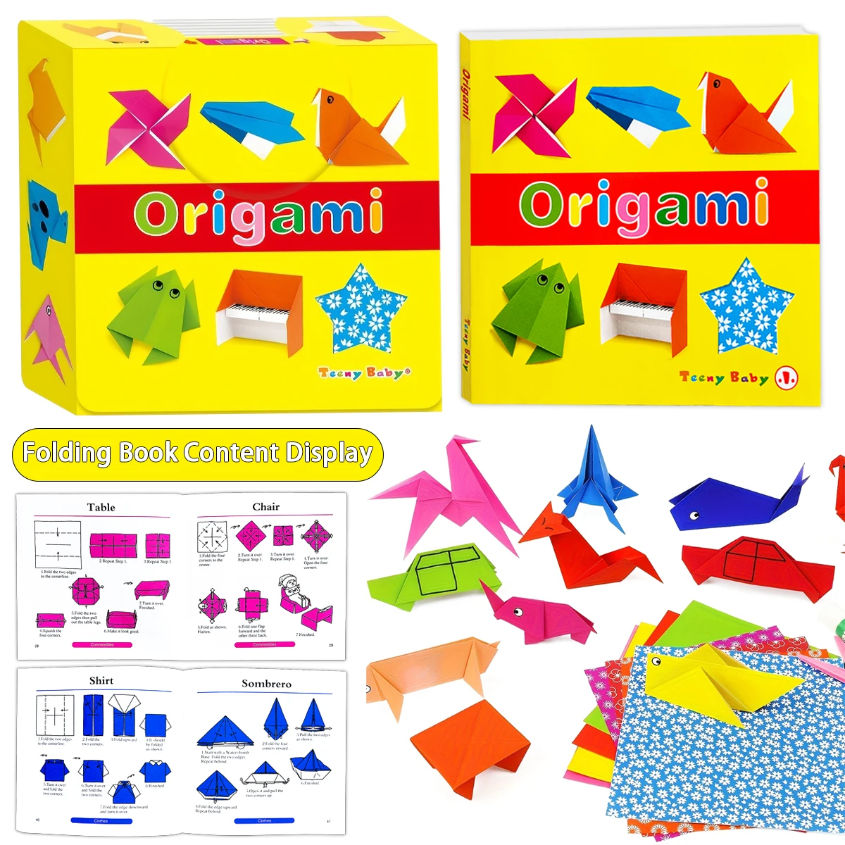 Origami Crafts Learning Gift Set for Kids - 1 Large Box with Easy-to-Follow Instructions And Diverse Paper Designs for Creative Play