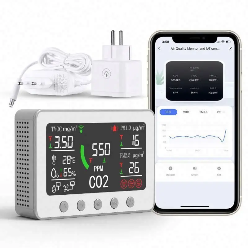 Portable Smart Home Pm2.5 Dust Gas Air Quality Co2 Sensor Meter Detector Testing Analyzer Device